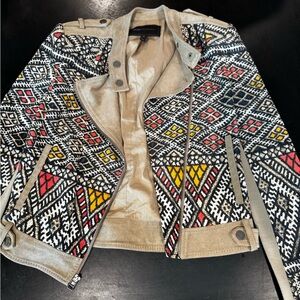 BCBGMaxAzria Tan Jacket with Embroidered Accents